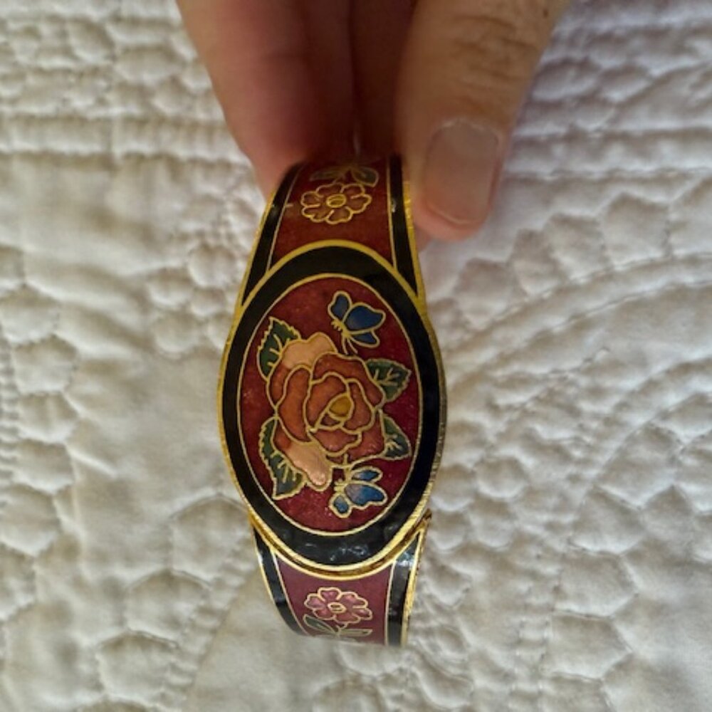 Rare Vintage 1980s Cloisonné Bangle